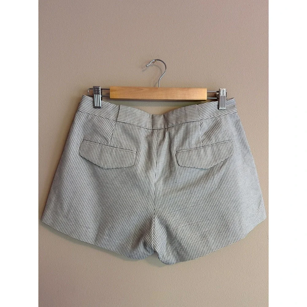 Theory Womens Micro Dot Tailored Shorts Cream‎ Black Size 4 Pockets Summer